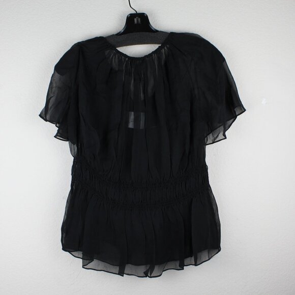 NEW Theory Tie Neck Top in Crinkled Silk Chiff | Work to Weekend - Picture 10 of 14